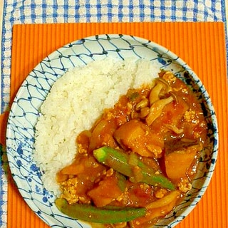 圧力鍋でカボチャとひき肉のカレー♪